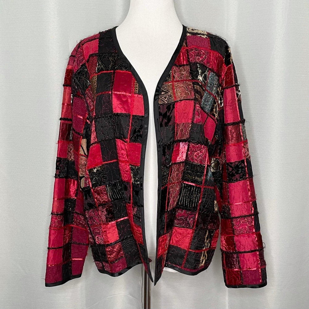 Chico’s Silk Blend Patchwork Jacket - image 1